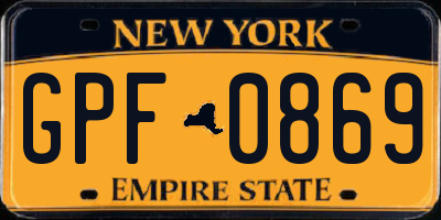 NY license plate GPF0869