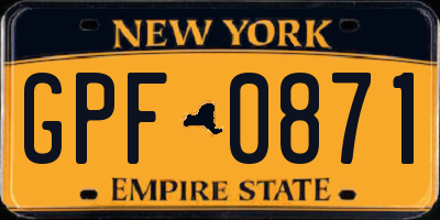 NY license plate GPF0871