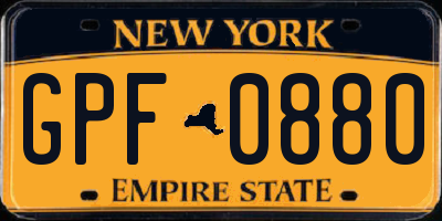 NY license plate GPF0880