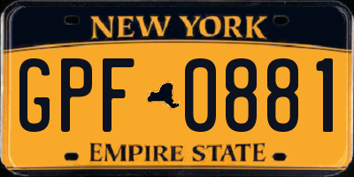 NY license plate GPF0881