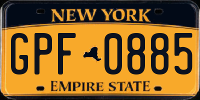 NY license plate GPF0885