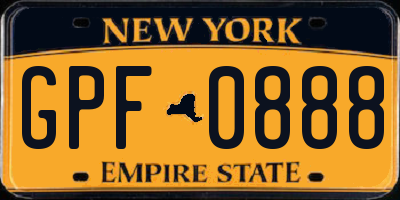 NY license plate GPF0888