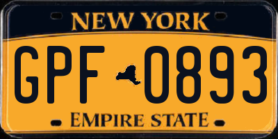 NY license plate GPF0893