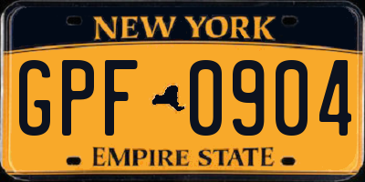 NY license plate GPF0904