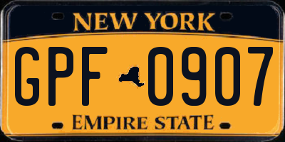 NY license plate GPF0907