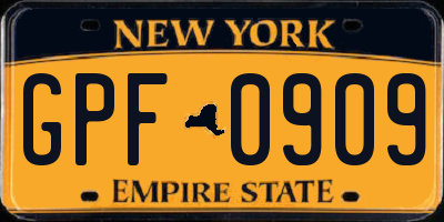 NY license plate GPF0909