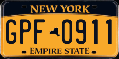 NY license plate GPF0911