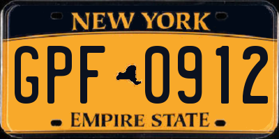 NY license plate GPF0912
