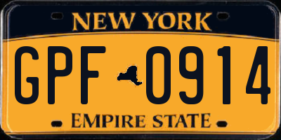 NY license plate GPF0914