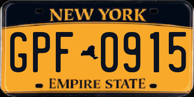 NY license plate GPF0915