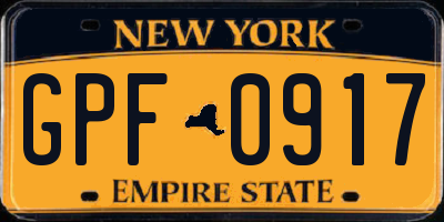 NY license plate GPF0917