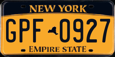 NY license plate GPF0927