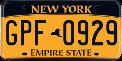 NY license plate GPF0929