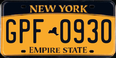 NY license plate GPF0930