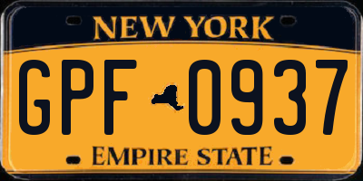NY license plate GPF0937