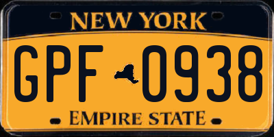 NY license plate GPF0938