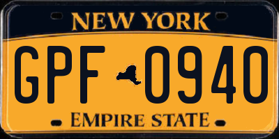 NY license plate GPF0940