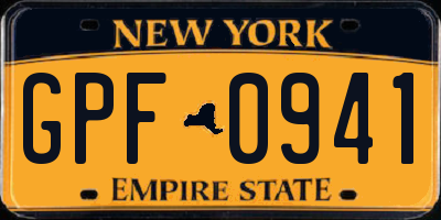 NY license plate GPF0941