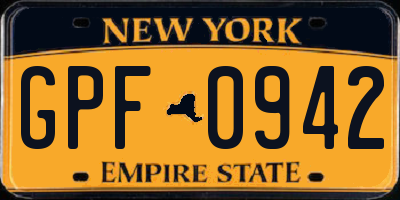 NY license plate GPF0942