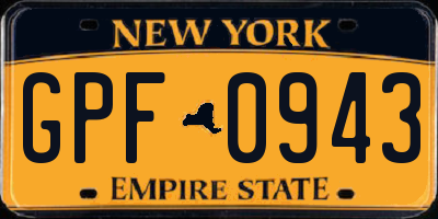 NY license plate GPF0943