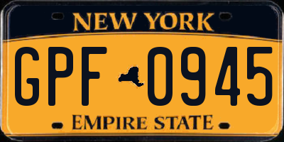 NY license plate GPF0945