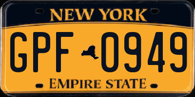 NY license plate GPF0949