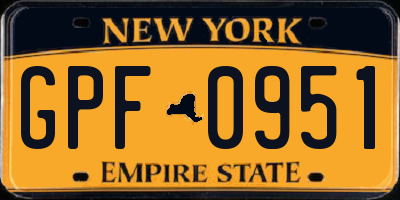 NY license plate GPF0951