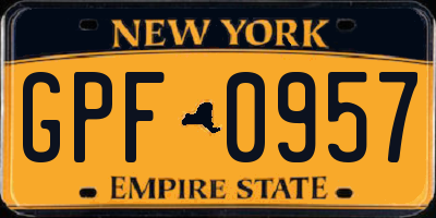 NY license plate GPF0957