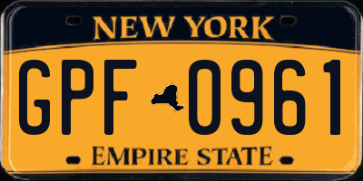NY license plate GPF0961