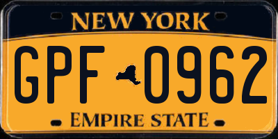 NY license plate GPF0962