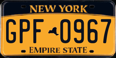 NY license plate GPF0967