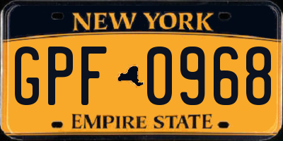 NY license plate GPF0968