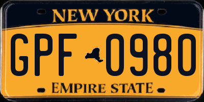 NY license plate GPF0980