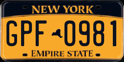 NY license plate GPF0981