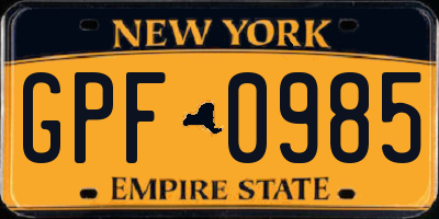 NY license plate GPF0985
