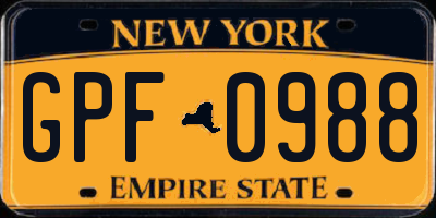 NY license plate GPF0988