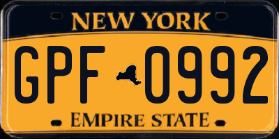 NY license plate GPF0992