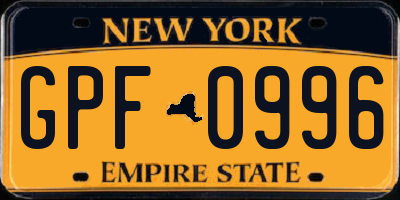 NY license plate GPF0996