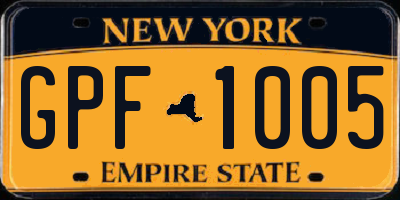 NY license plate GPF1005