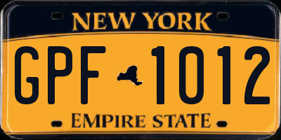 NY license plate GPF1012