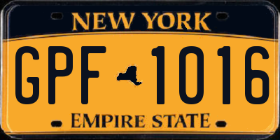 NY license plate GPF1016