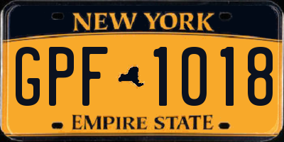 NY license plate GPF1018