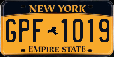 NY license plate GPF1019