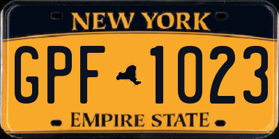 NY license plate GPF1023