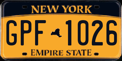 NY license plate GPF1026