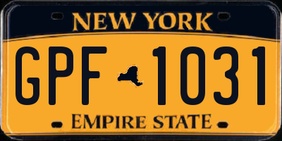 NY license plate GPF1031