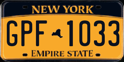NY license plate GPF1033