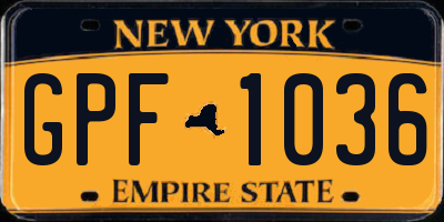NY license plate GPF1036