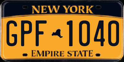 NY license plate GPF1040