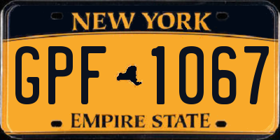 NY license plate GPF1067